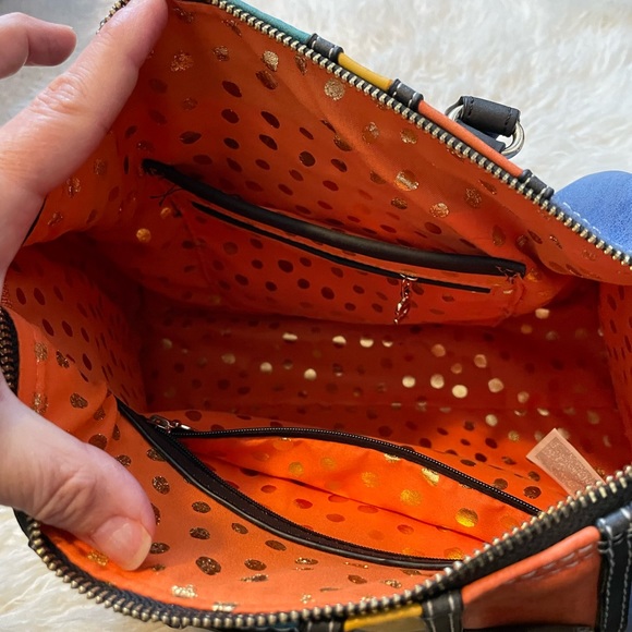 DESIGUAL Calgary multi striped bowling bag purse - Picture 3 of 5